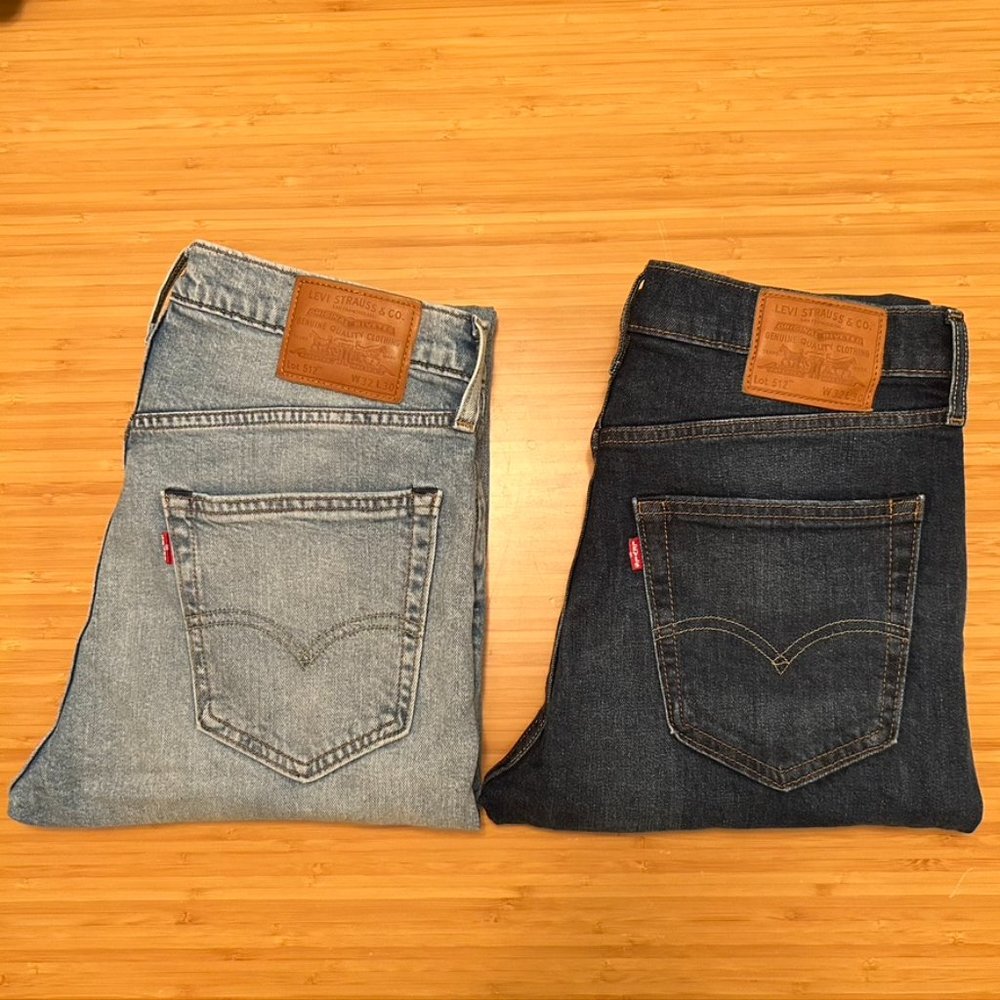 (2) Levi's 512 Slim Taper Premium Flex Denim Jeans 32x30